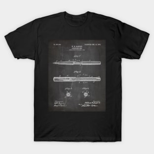 Fountain Pen Patent - Writer Editor Home Office Décor Art - Black Chalkboard T-Shirt